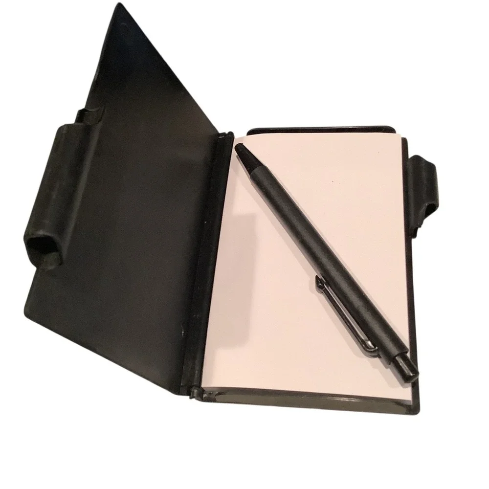 Mini Black Notebook Set With Pen 10 Pc Molded Plastic Cover‎ Blank Notepads 4in